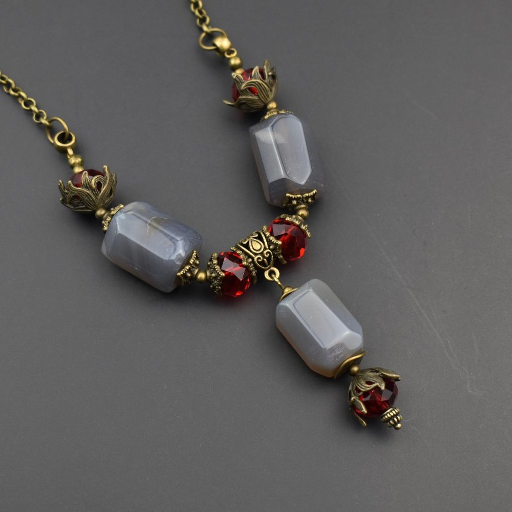 Chunky stone necklace, large y lariat necklace